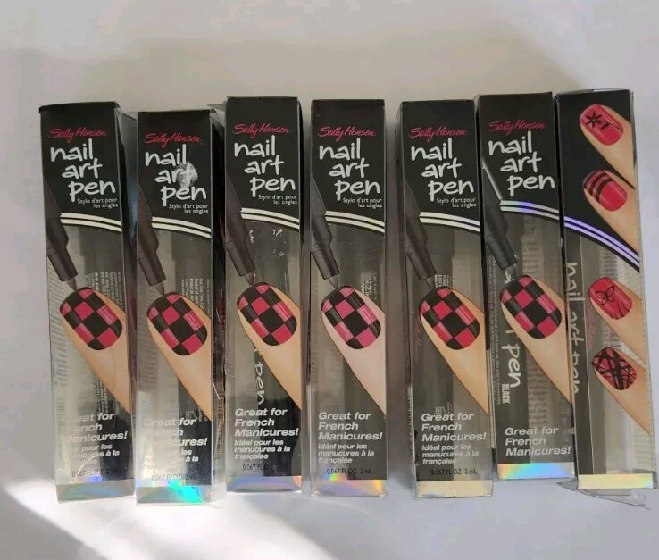 Lot of 7 Sally Hansen Nail Art Pen Nail Design French Mani/Pedi 02 Black