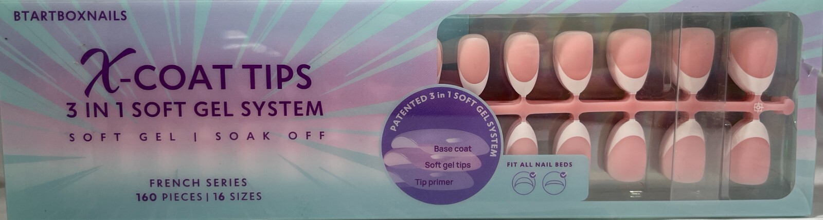 BTArtboxNails X-Coat Tips 3-in-1 Soft Gel System, French Series, Model 030
