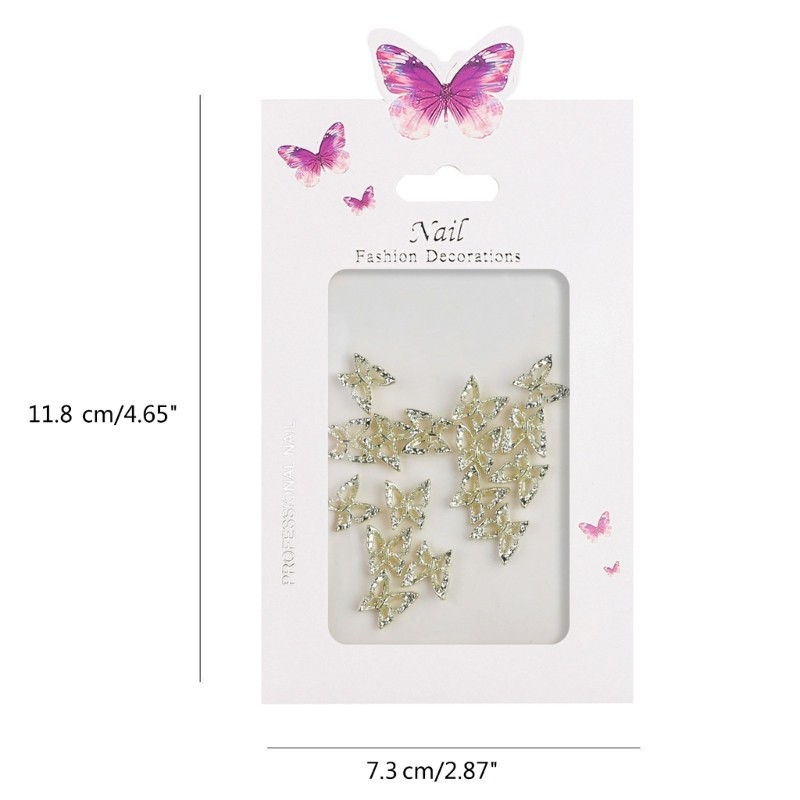 20Pcs Eye Catching 3D Butterfly Bowknot Nail Ornaments Perfect for Any Occasion