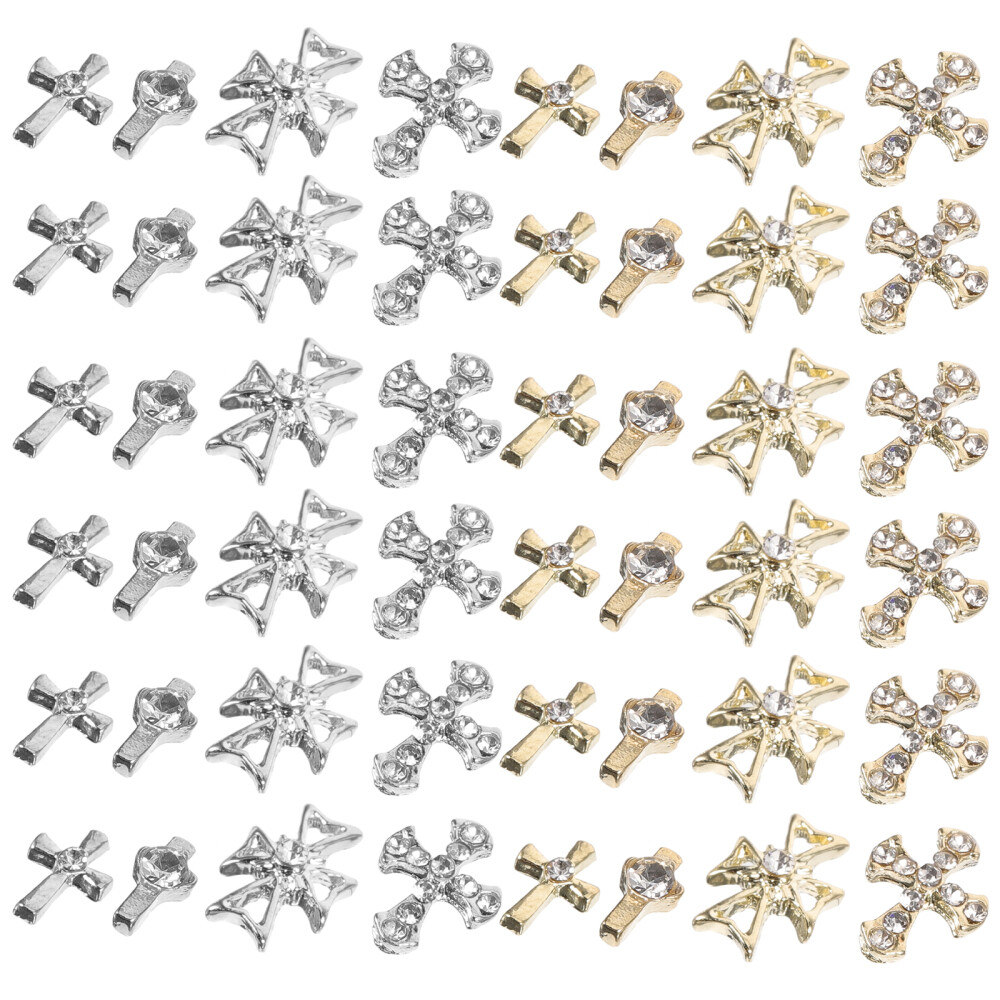 80pcs 3D Cross Nail Charms for DIY Nails & Jewelry