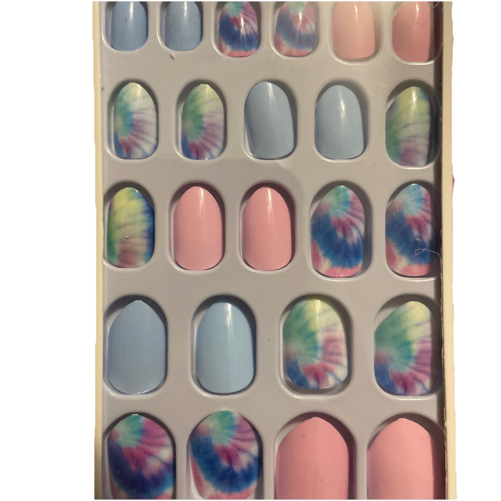 Pretty Woman Kids Press On Nails Short Length Tie Dye~ 24 Various Sizes ~New