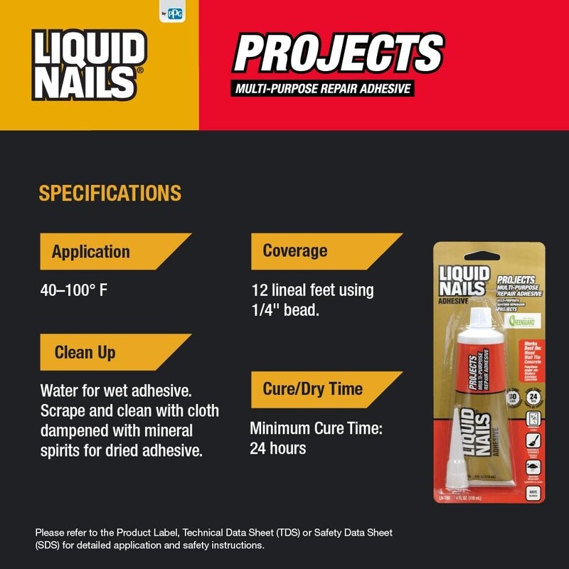 Permanent Construction Adhesive Small Projects Repairs Waterproof Bond 4oz New