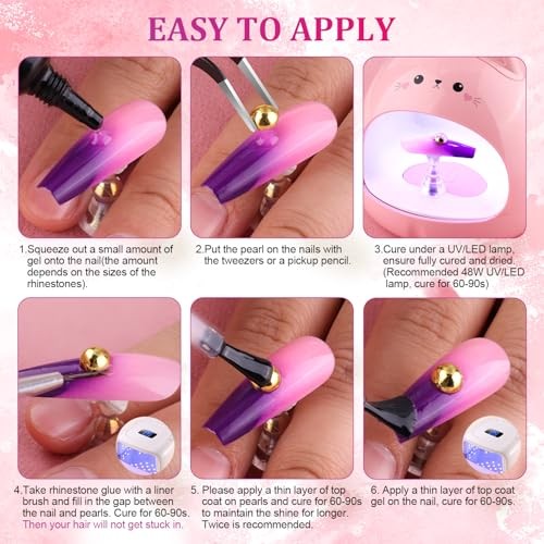 Gold Nail Charms and Gems, Half Round Flatback Pearl Nail A18 1 box gold
