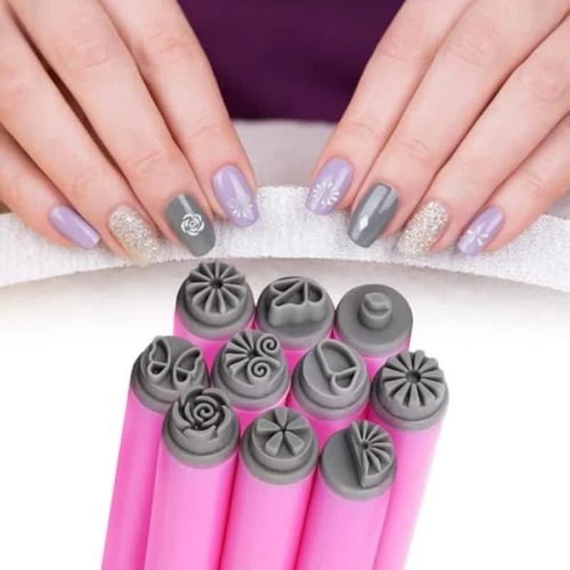 10/15/20 PCS DIY Nail Art Stamp Pen Set Art Dotting Flower Stamper Design Tools