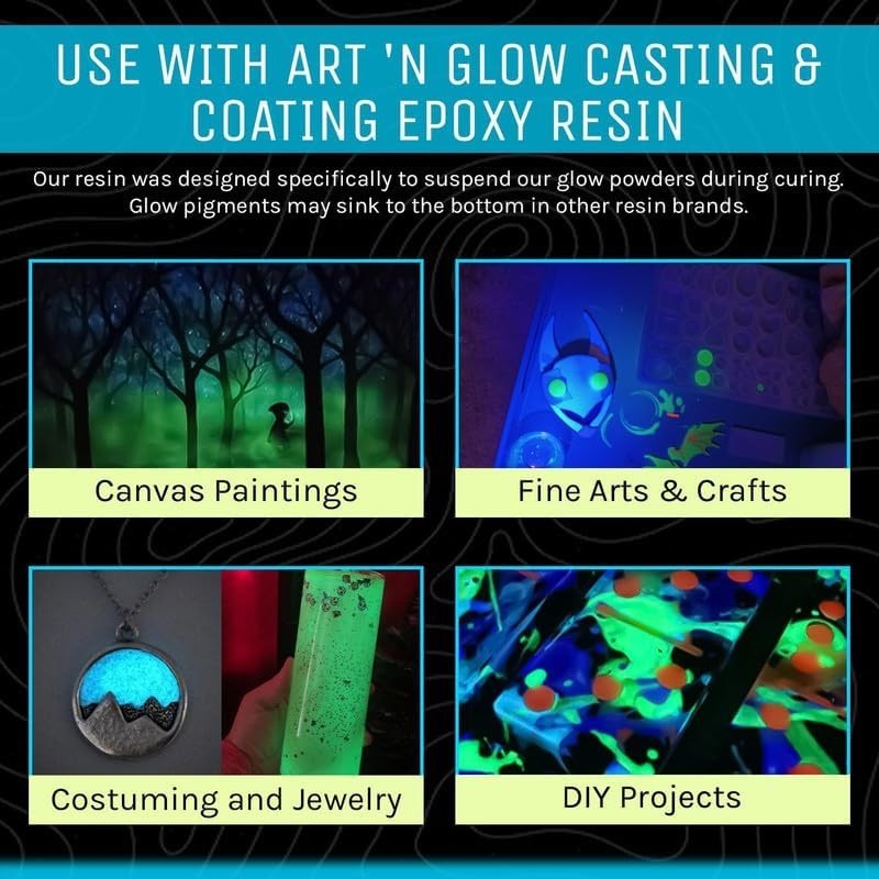 Glow in The Dark Pigment Powder – Neutral and Fluorescent Color for Art Paint…