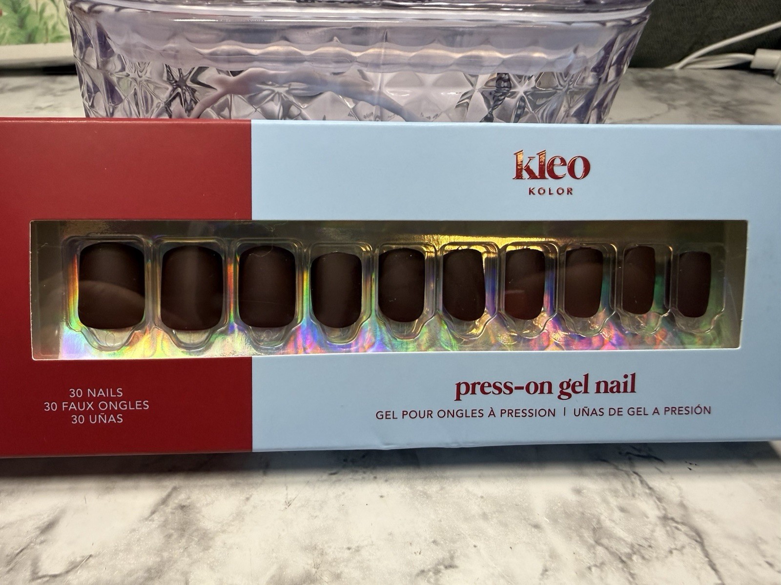 New Kleo Kolor Press-On Gel Nails – Short Square Shadow Play Matte
