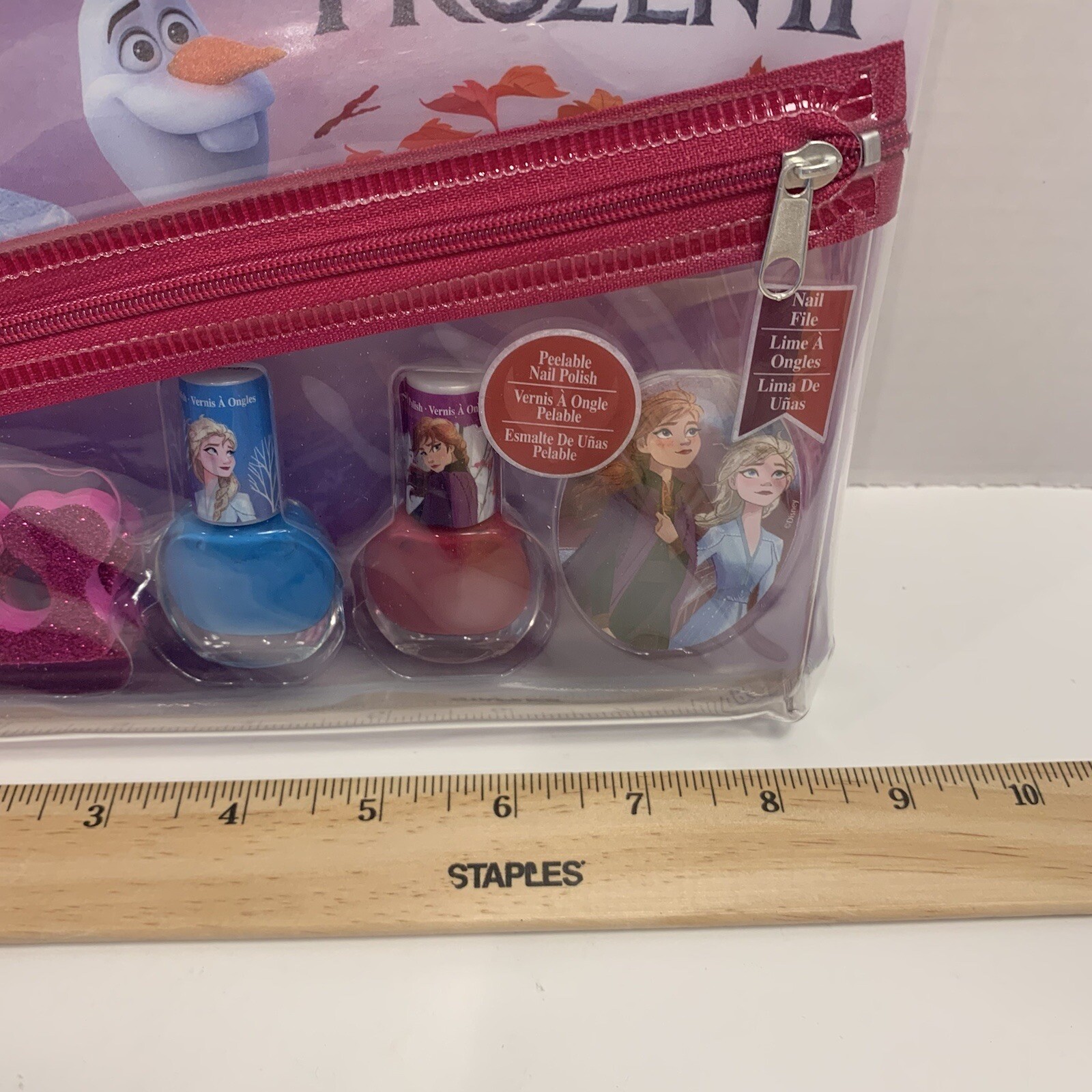 Townley Disney Frozen Non-Toxic Nail Polish Set In Zipper Pouch 8”x6”