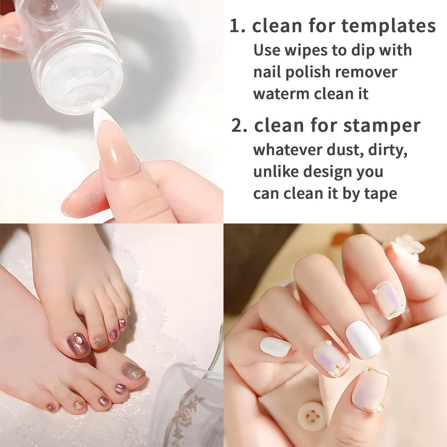 French Tip Nail Stamp Tool Kit with 2 Replacement Stamps Nail Art French Tip