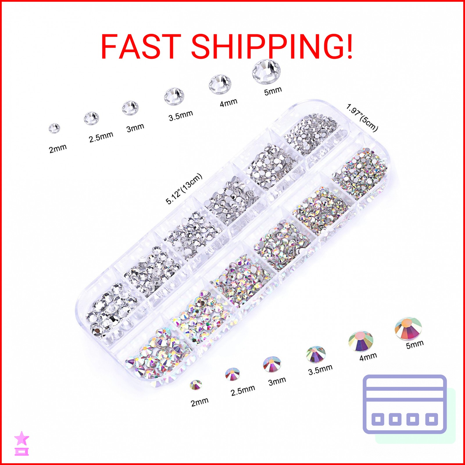 3000 PCS Rhinestones for Craft, PHOGARY AB Rhinestones Flat Back (Small Size 1.5