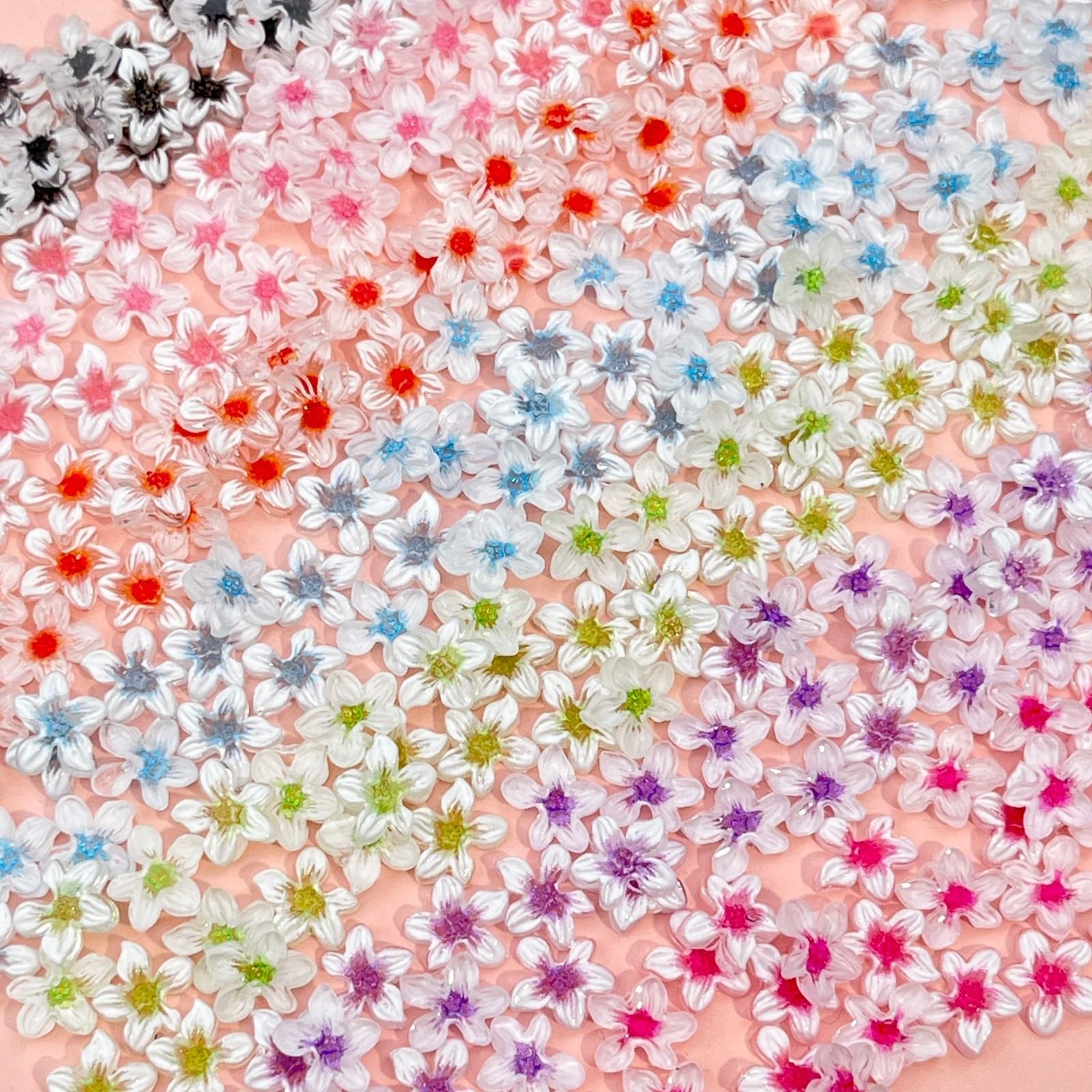 CnSybaris 120pc 3D Flower Nail Charms White