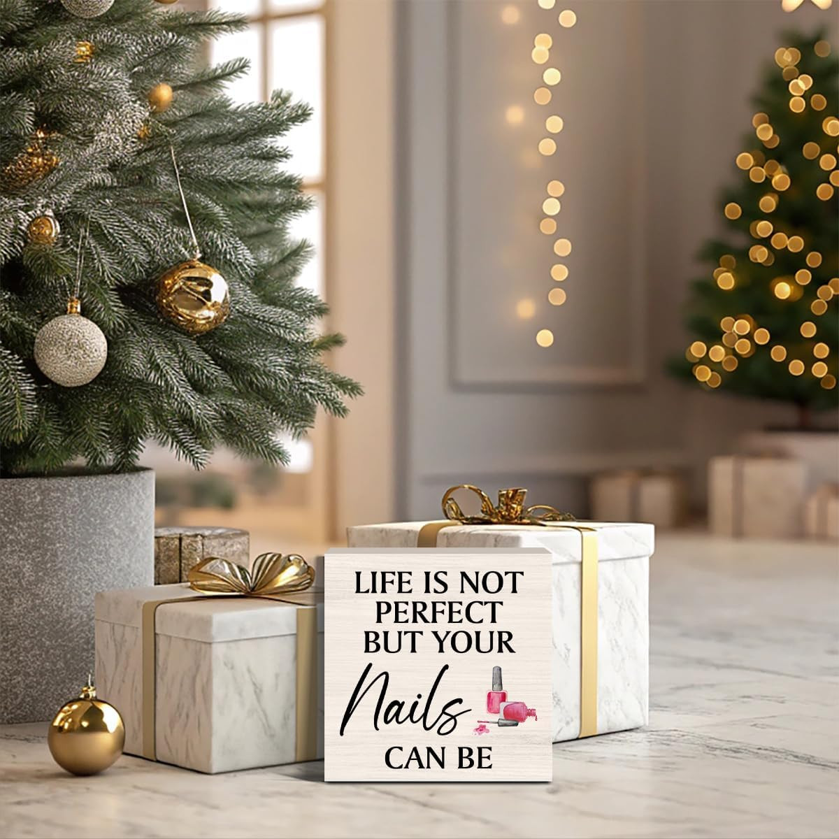 Inspirational Nail Salon Decor Wooden Box Sign, Nail Room Decor for Home Desk Ta