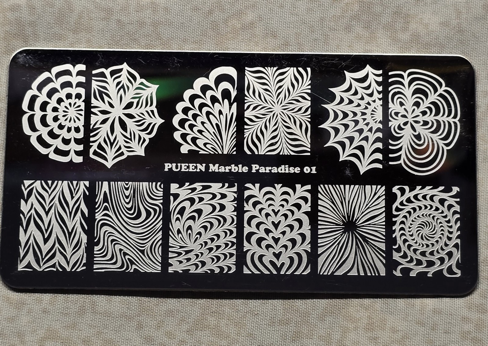 Nail Art Stamp Plate Pueen Marble Paradise 01 Swirl Kaleidoscope