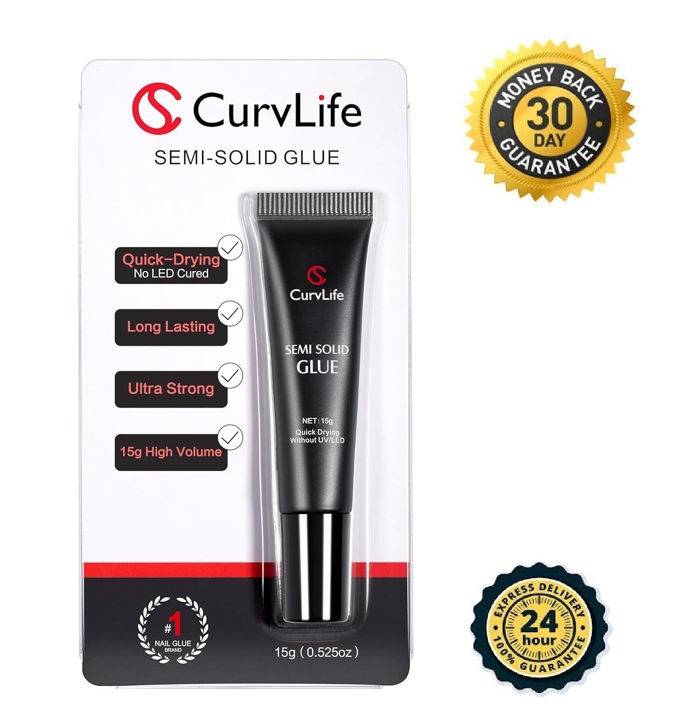 Curvlife New Super Strong on Nail Glue 15G for Press on Nails Tips Quick Drying