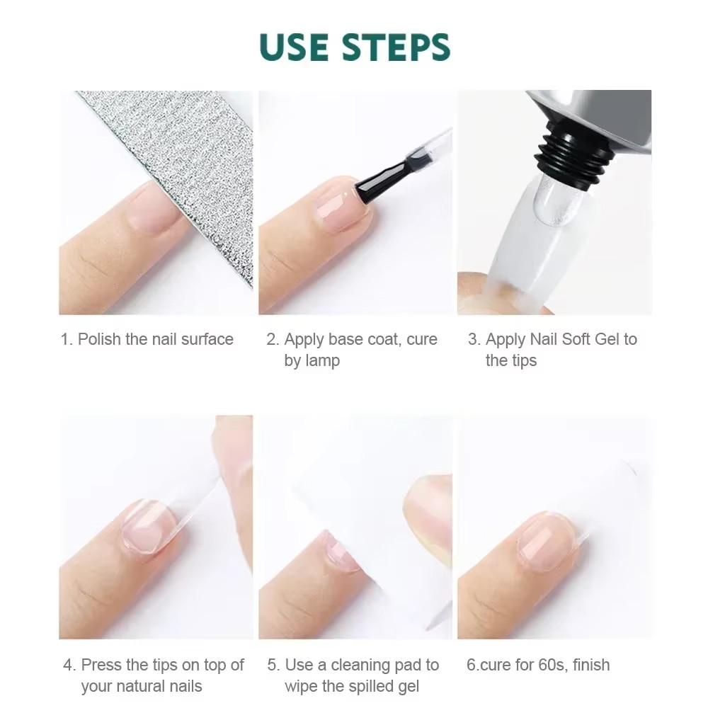 Nailpop Pro Soft Nail Tips Gel Glue 20g Long Lasting Soak-Off Nail Adhesive