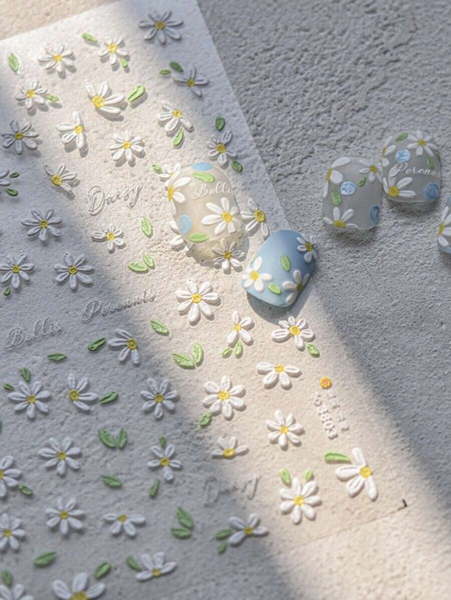 Daisy Flower Nail Art Stickers Water Decals, Cute Nail Sticker