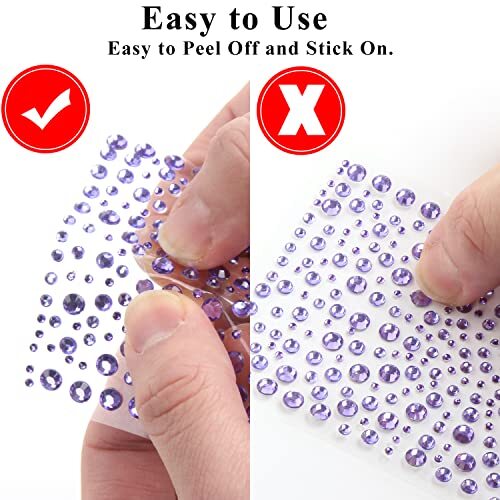 325pcs Purple Rhinestone Stickers,Self Adhesive Bling Gems Embellishment