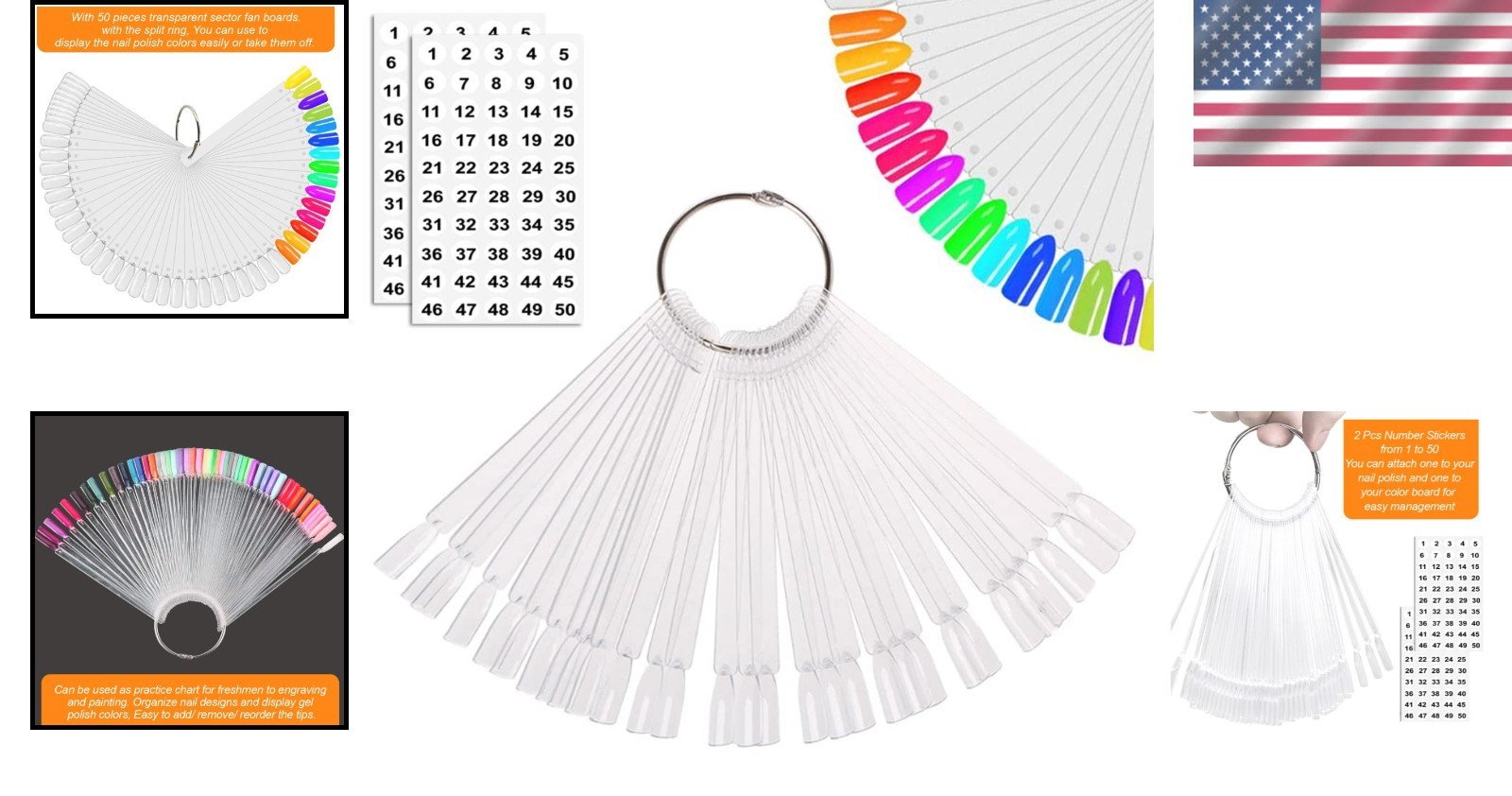 Elegant 50 Pcs Nail Swatch Sticks – Glossy Display for Seamless Art Practice