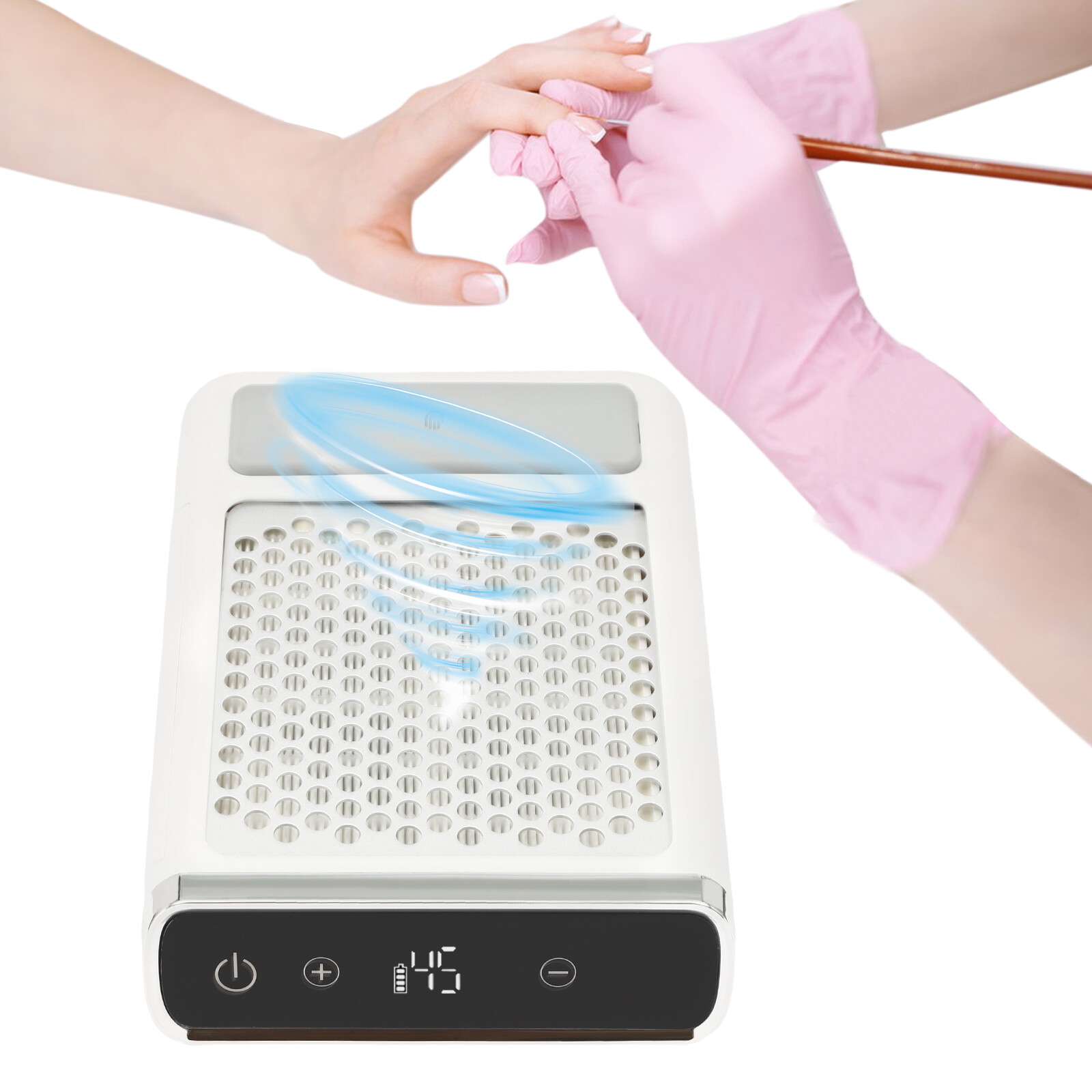 80W Nail Dust Collector LCD Touch 0–4500 RPM Adjustable Corded With Battery