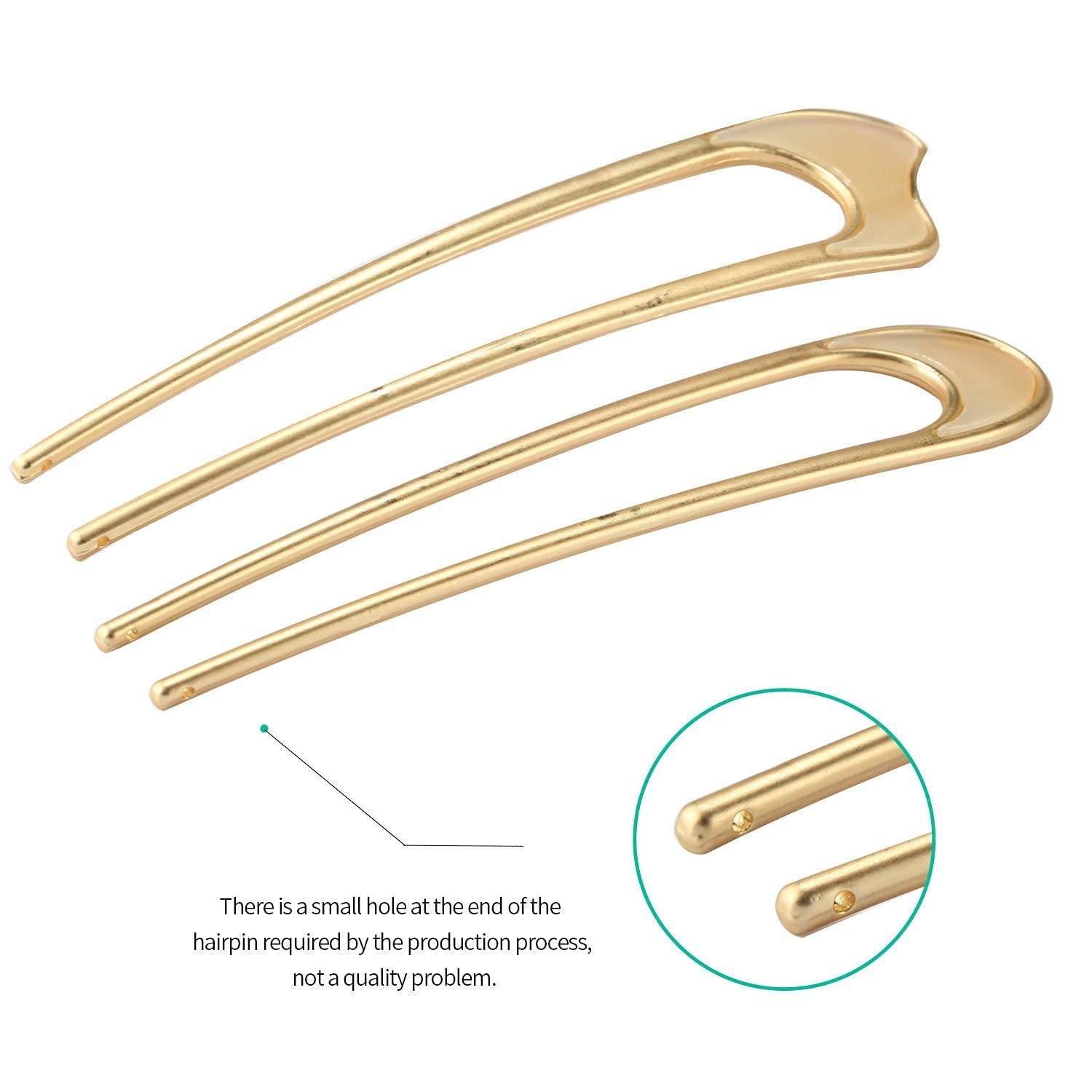 U-Shaped Hair Pins Metal Vintage 1 Count (Pack of 2), C.Gold Color