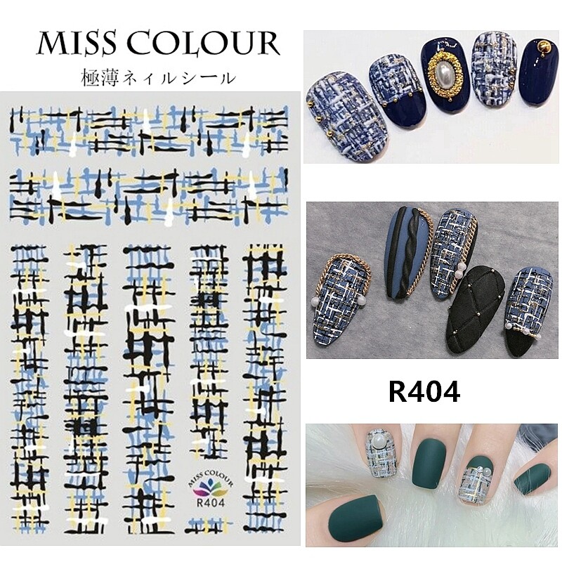 Scottish Tartan Pattern Nail Decal Sticker Plaid Woolens Cloth Fabric Patterns