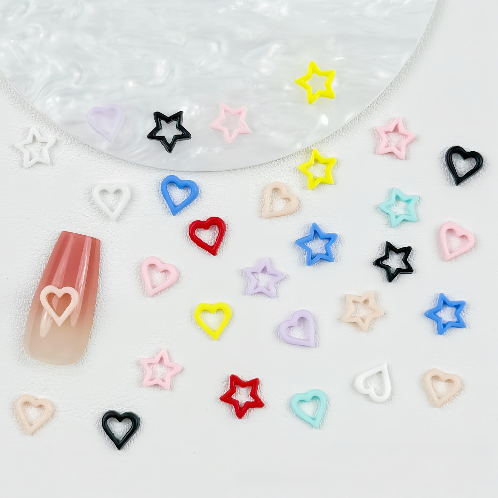 SHUXILIN 320pcs Kawaii Heart Star Nail Charms Purple
