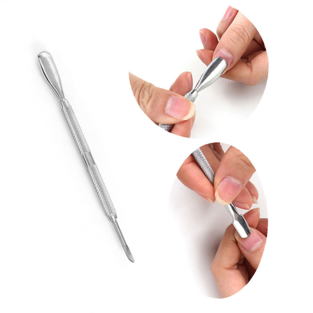 Stainless Steel Nail Art Cuticle Pusher Spoon Remover L Manicure Pedicure Tool