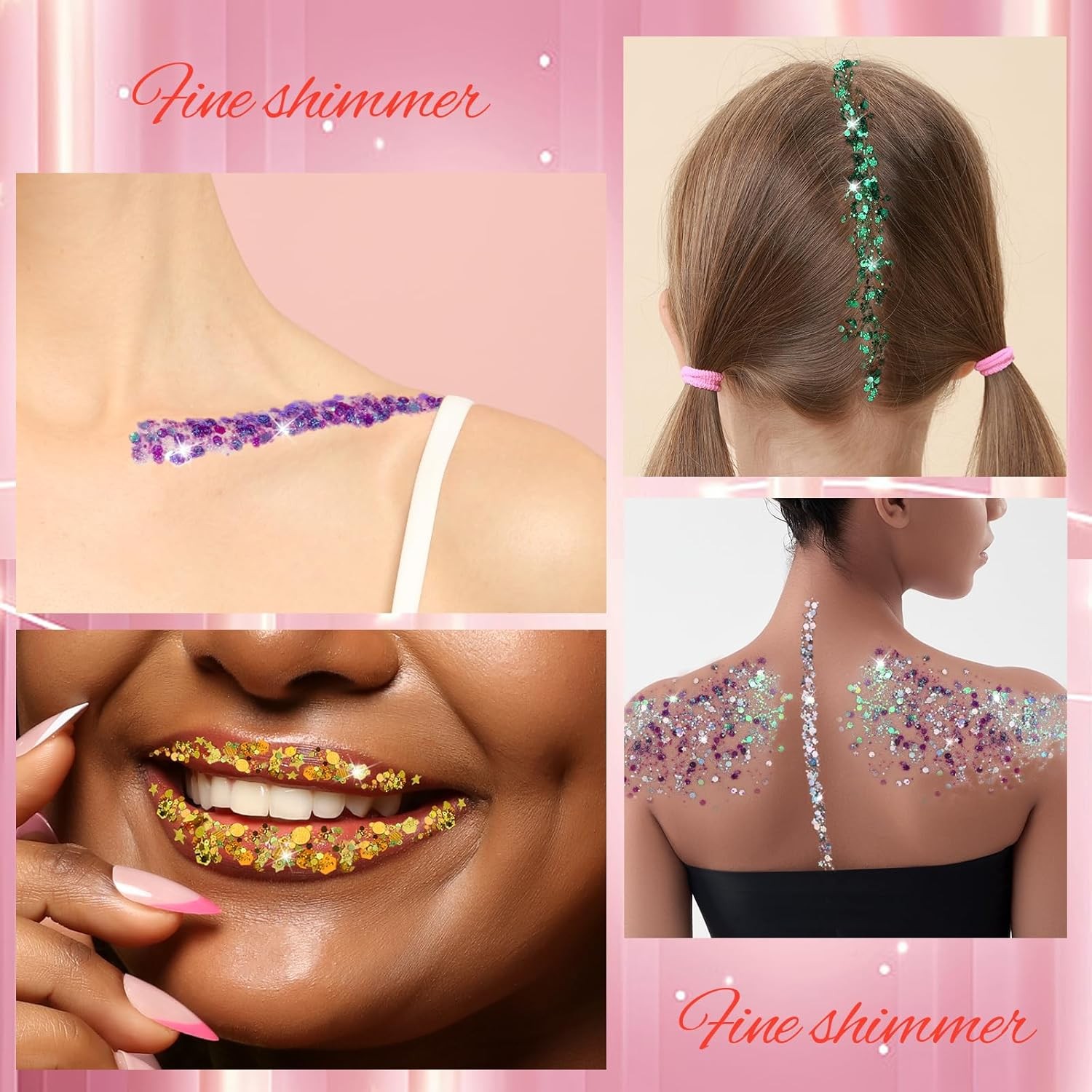 Body Glitter Gel Kit 8 Colors Face Hair Festival Rave Party Makeup Halloween