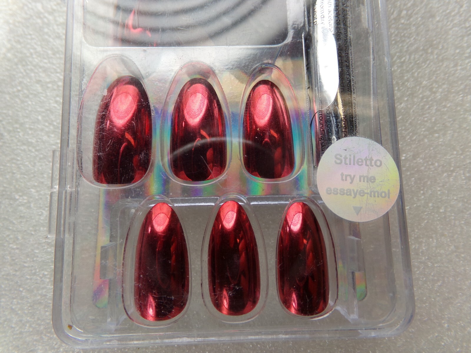 Icing Nails Chrome Red Medium Stiletto