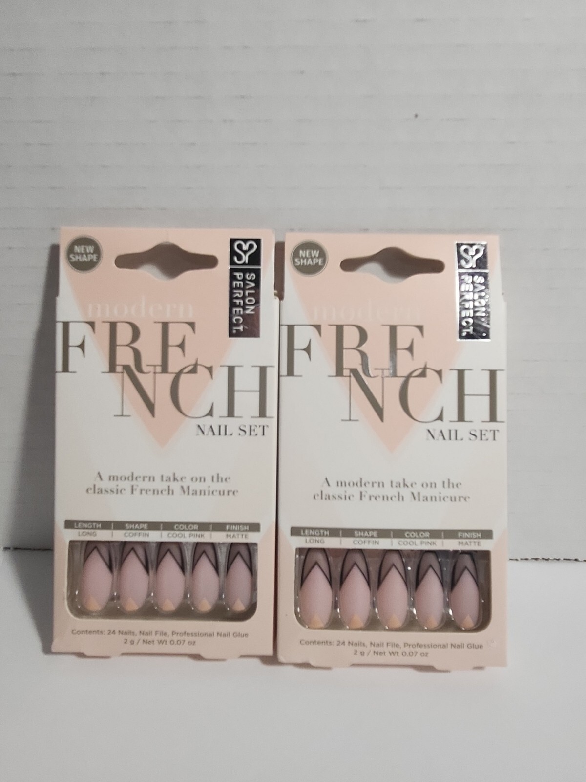 Salon Perfect Modern French Nail Set Black Lace Press On Nails x 2