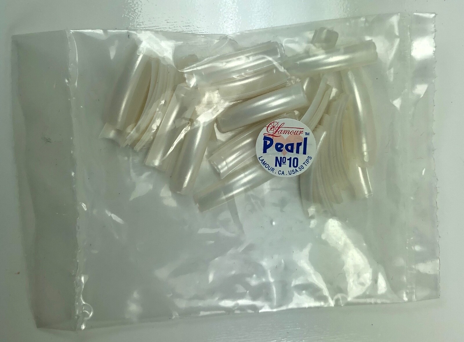 * Lamour Professional Nail Tips French PEARL White 0-10 Made in USA 550ct