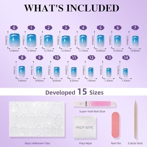 Blue Ombre Cat Eye Press On Nails – Short Square – Reusable – H4-Deep Sea Dusk