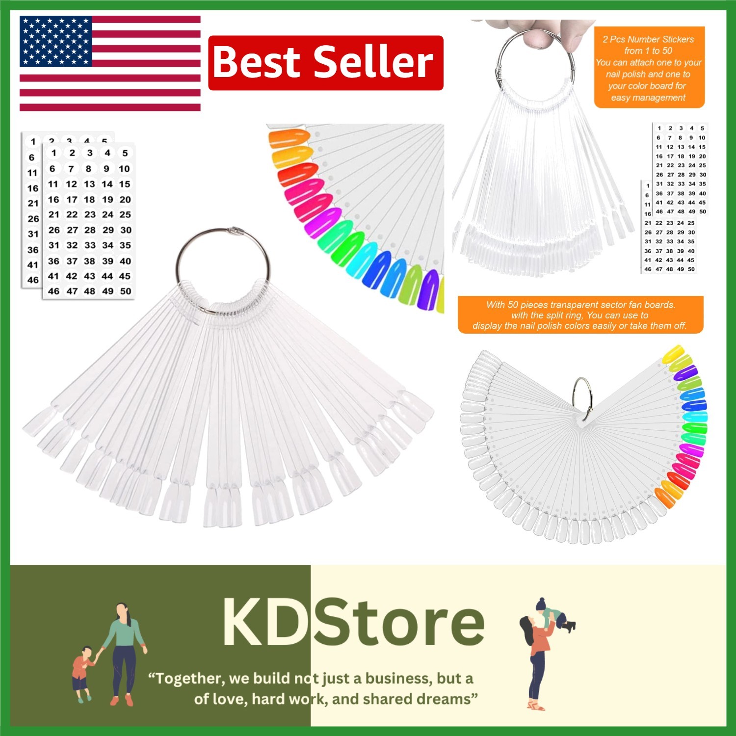 Elegant 50 Pcs Nail Swatch Sticks – Glossy Display for Seamless Art Practice