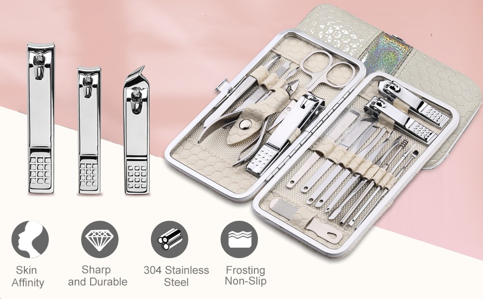 Nail Clippers Set – 18 Pcs Professional Manicure Pedicure Kit for Men Women,