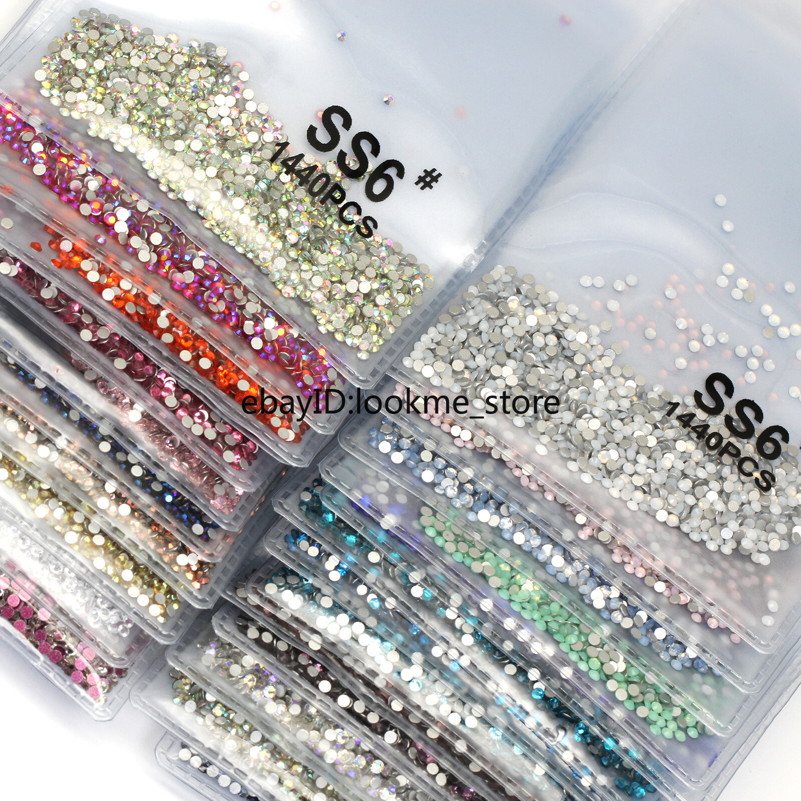 1440pcs 2 mm (ss6) Crystal Glass Rhinestones Flatback Gems Nail Art Crafts Decor