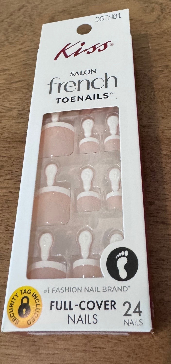 Kiss Salon French Toenails Full Cover 24 Glue-On Toe Nails DGTN01 Lot of 36!!!