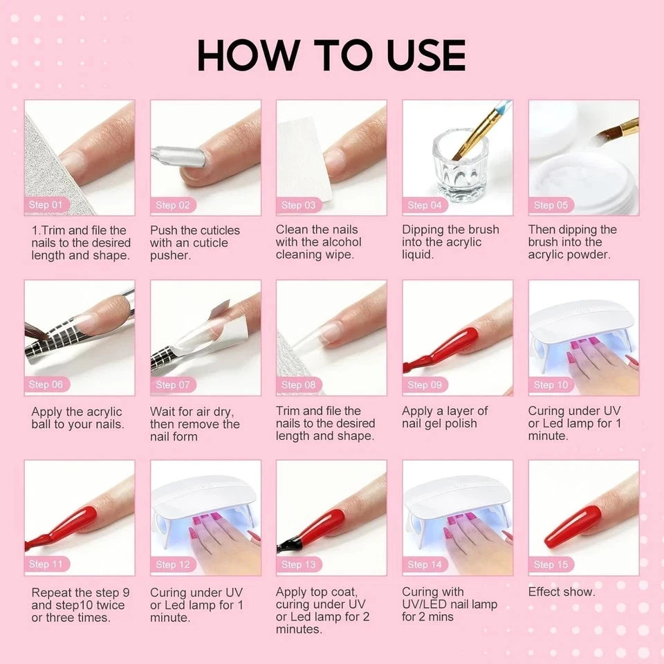 Acrylic Nail Kit for Beginners with Everything 6Pc Professional Acrylics Powder