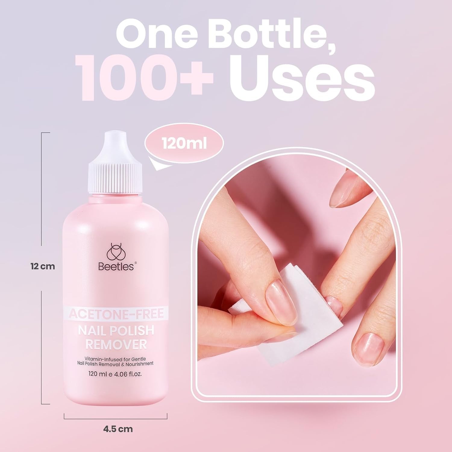 Beetles Non-Acetone Nail Polish Remover Aloe Vera Keratin Natural 4oz 120ml