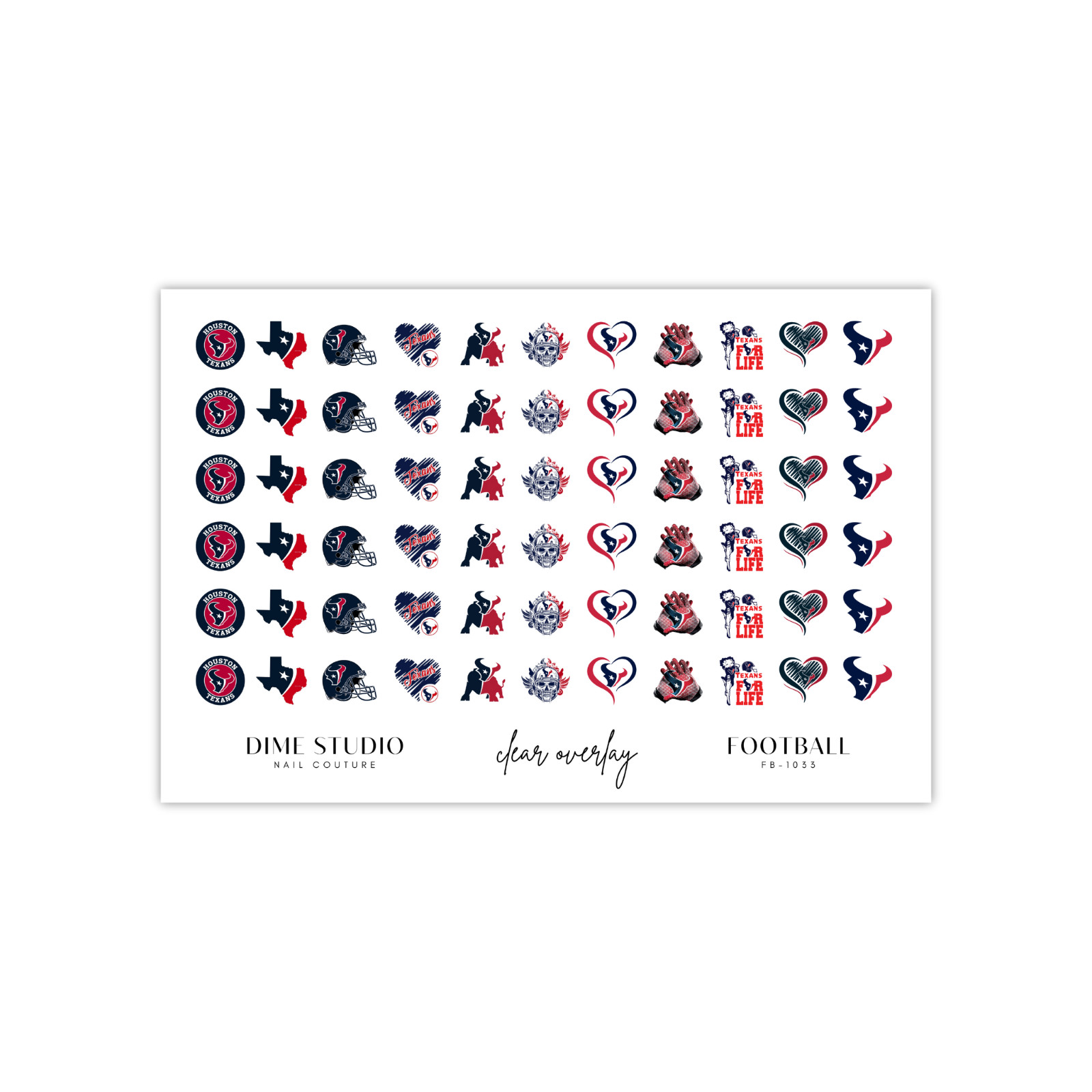 Houston Texans Football Nail Decals Water Transfer Clear Overlay Nail Art