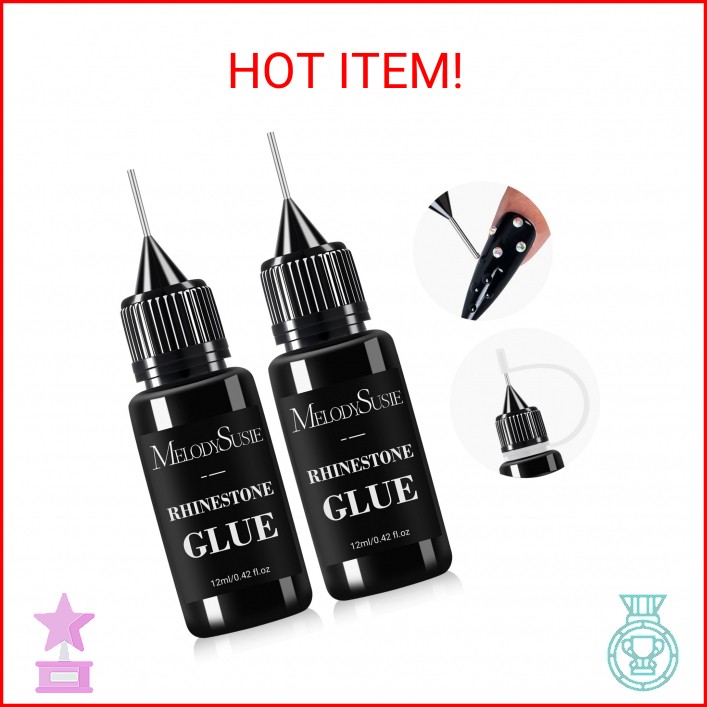 MelodySusie 2Pcs Nail Rhinestone Glue, 3D Gel Nail Art Design Strong Adhesive Na