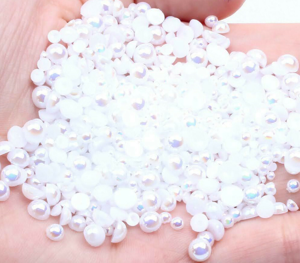 50/250pcs Mixed 3D Gold/Silver Metallic Round Solid Bead Stud Nail Art Decoratio