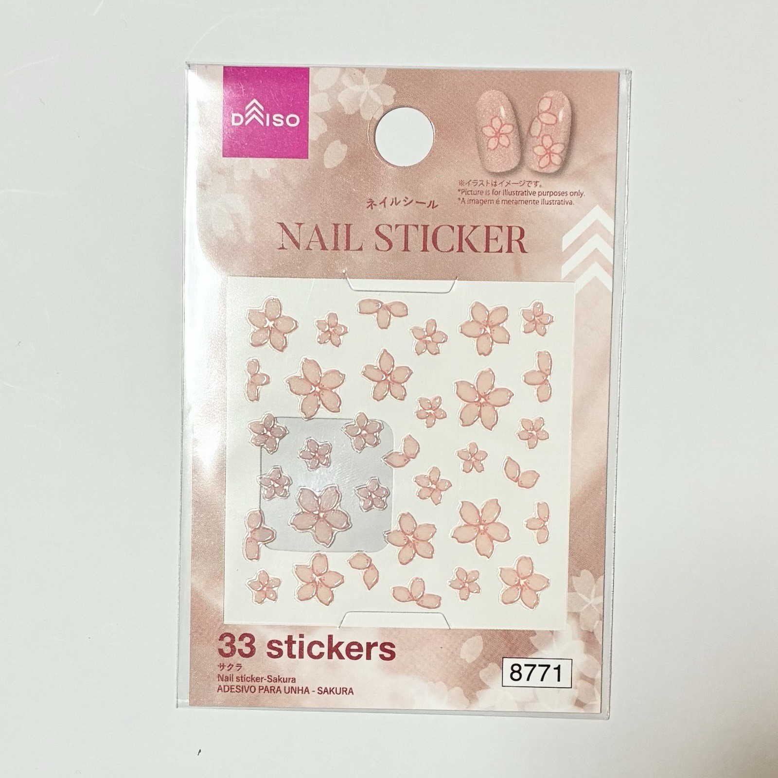 Hologram Sakura Flakes Nail Art Gift Set 8pcs Pink Floral Stickers Kawaii Japan
