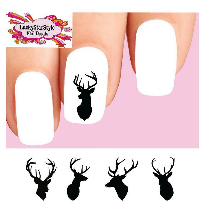 Waterslide Nail Decals Set of 20 – Buck Stag Deer Silhouette Assorted
