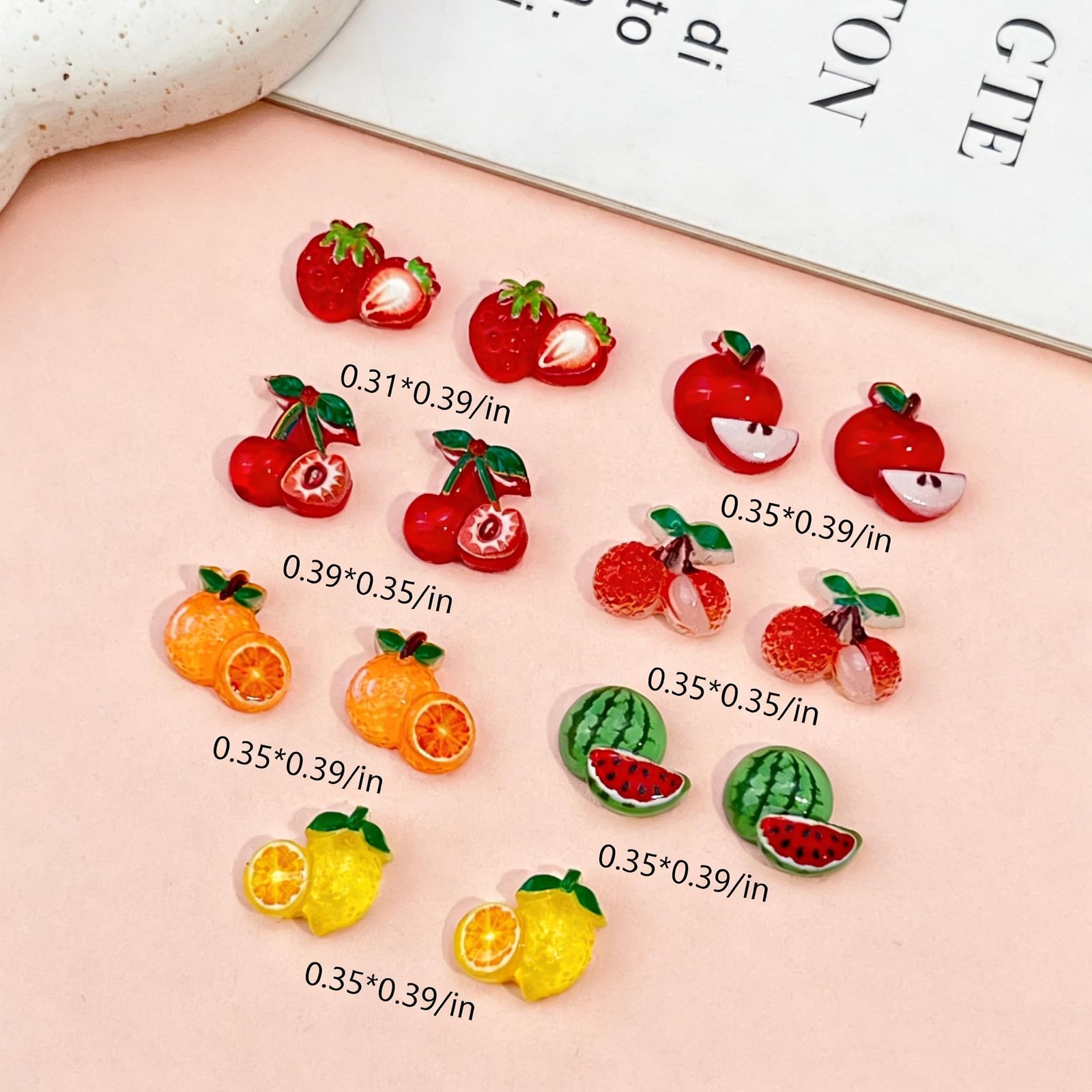 SHUXILIN Orange Fruit Nail Charms 150Pcs