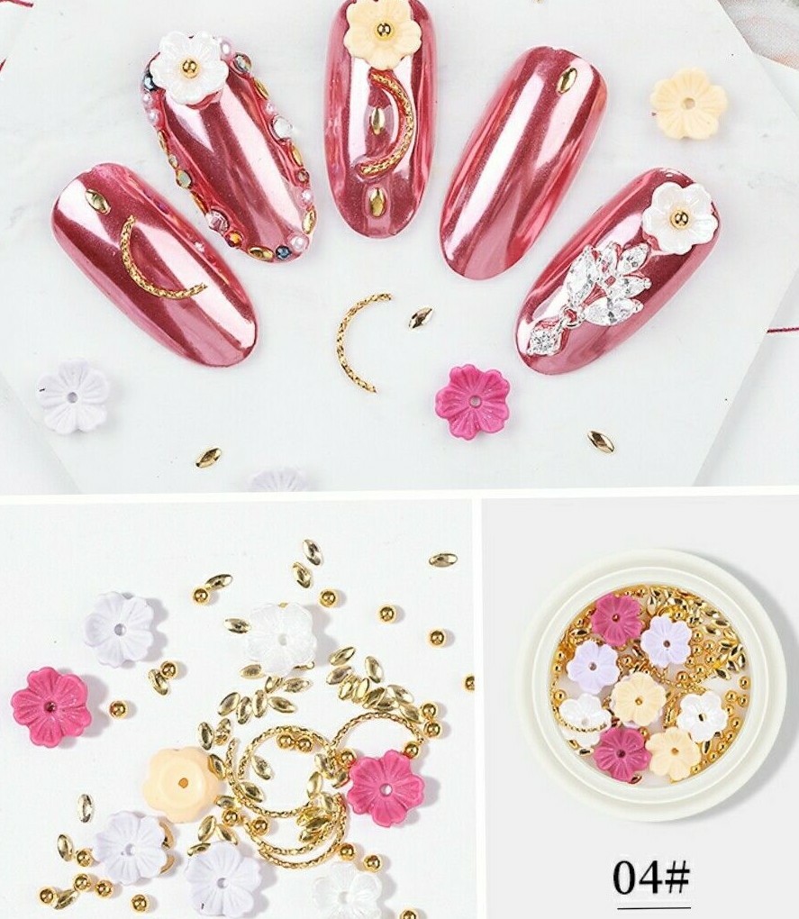 Nail Art 3D Rose Flower Shell Jewelry Gems Mix Nail Art Decoration – Jargod