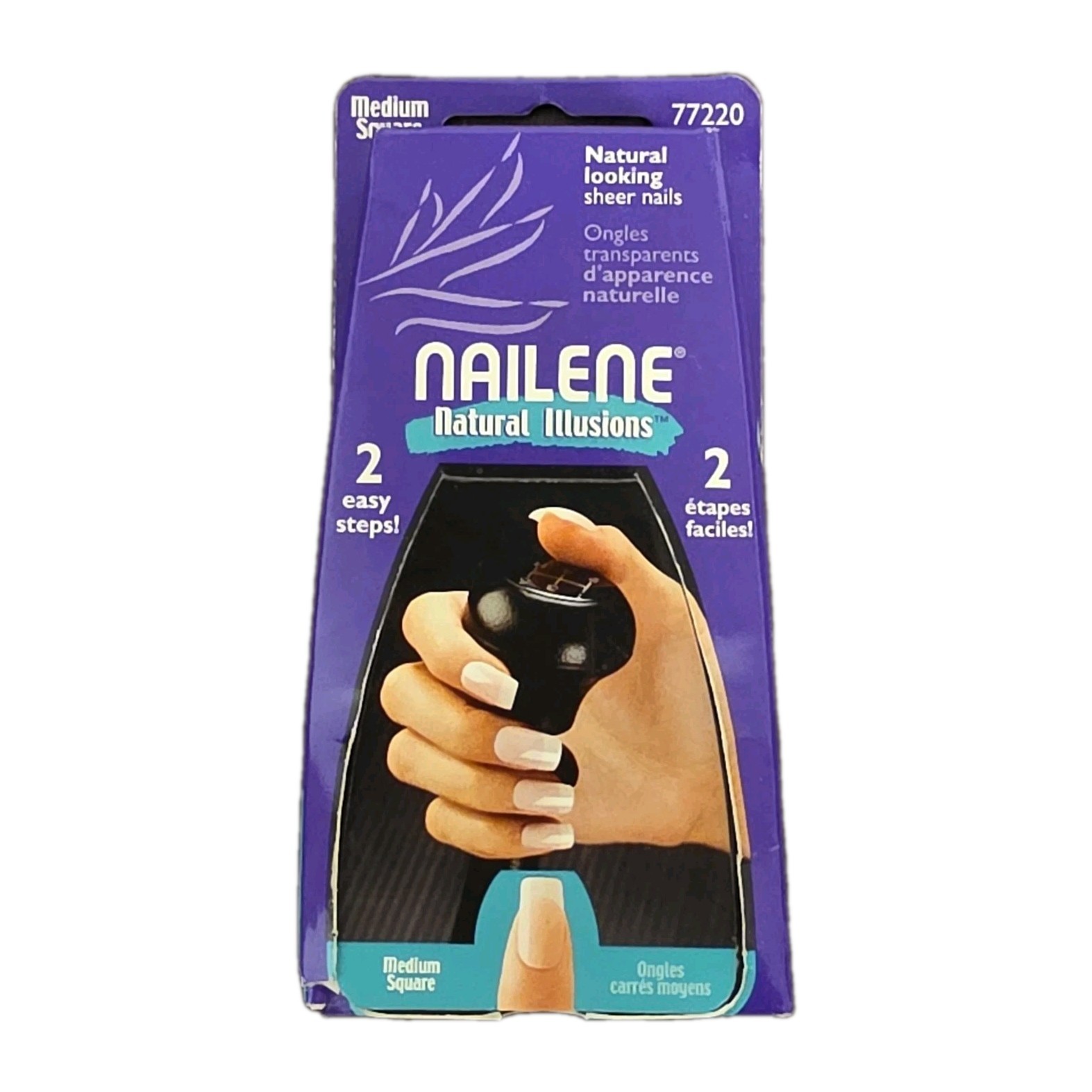 2 Pack NEW 48 Each NAILENE Medium Square & Squoval Tips w/ Glue 77220/77221