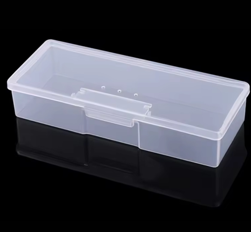 Nail Art Rectangle Plastic Transparent Storage Box Nail Rhinestone Brush Pen