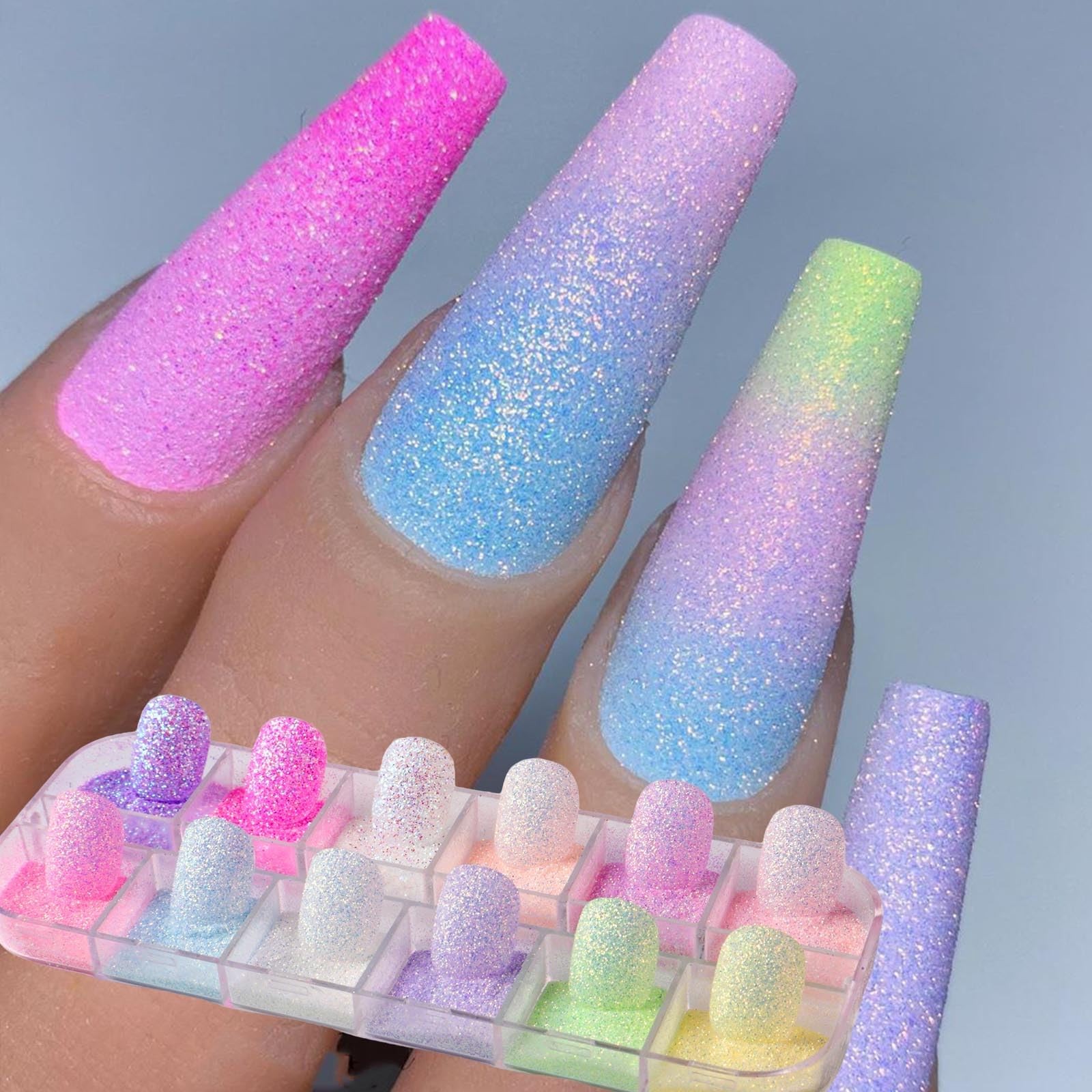 12 Colors Sugar Nail Glitter Set With Natural Abalone Shell Flakes, Holograph…