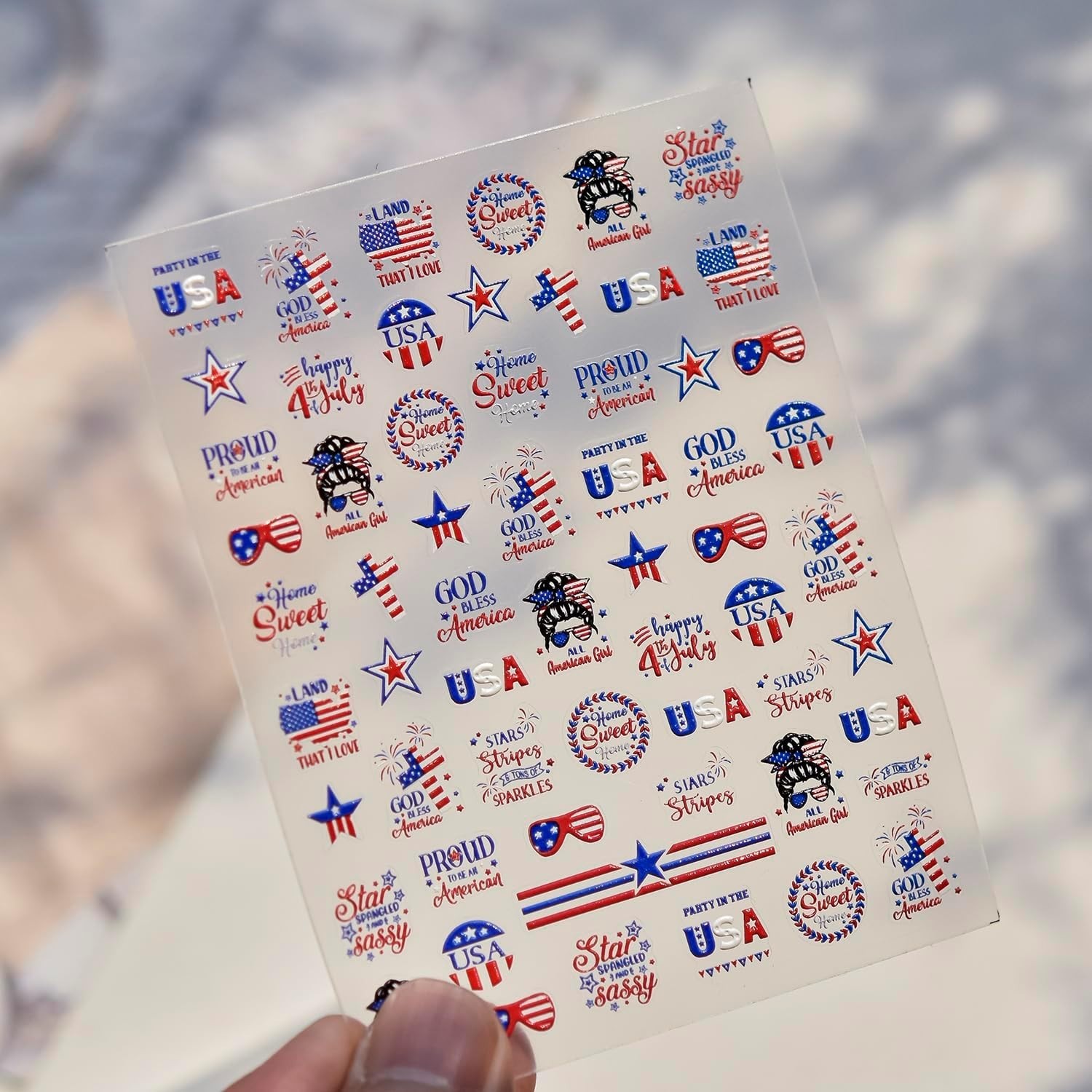 4th of July Nail Art Stickers Star Flag 5D Embossed Self-Adhesive Independence