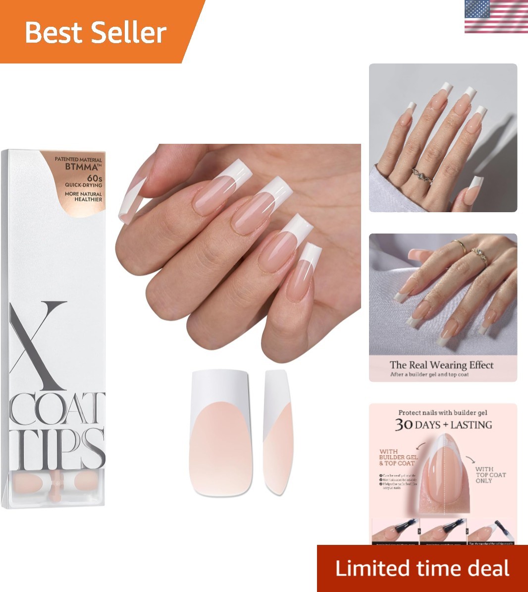 Professional 150pcs Nude French Gel Nail Tips – Long Square Design for Elegance