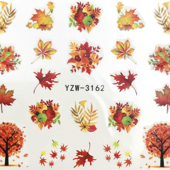 Multicolor Maple Leaf PVC Nail Art Decoration Stickers #890-3162